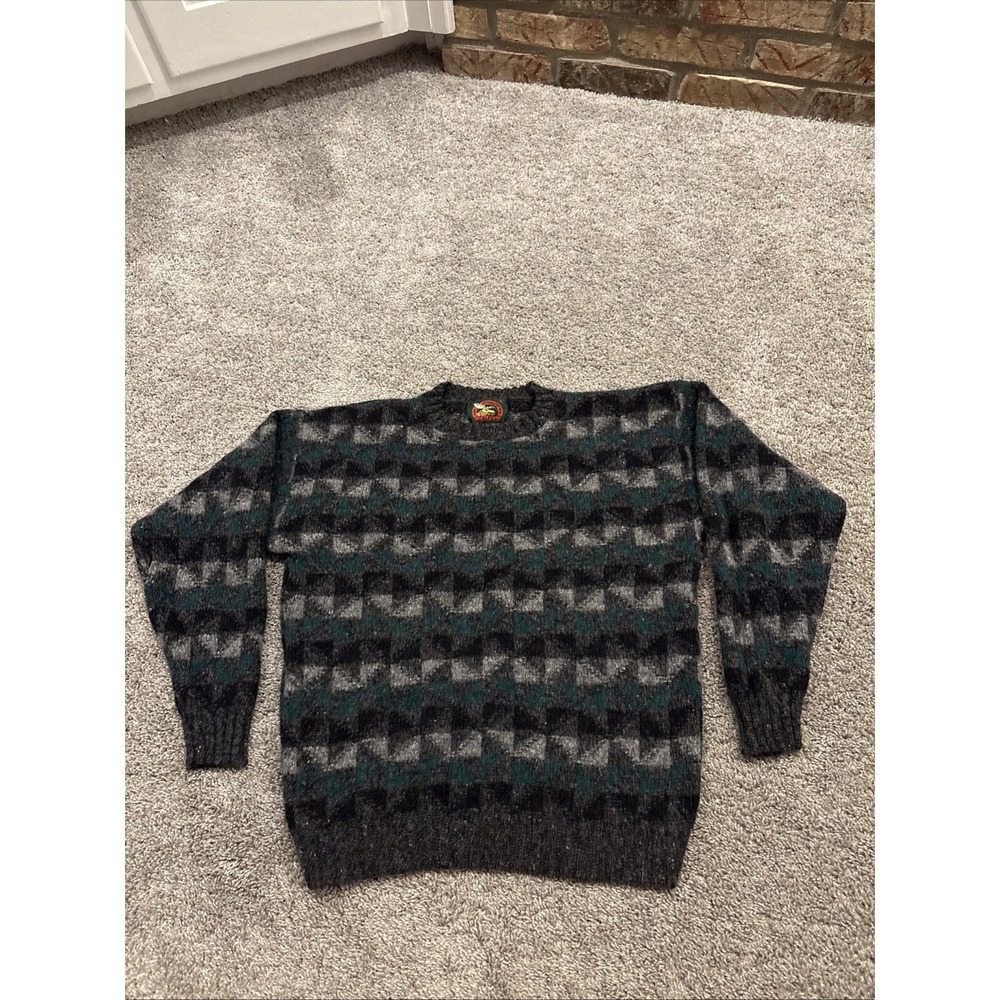 Vintage Alps Sweater Mens Medium Fine Apparel Wool Blend Geometric Purple Black
